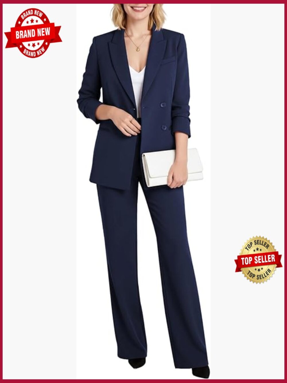 2-Piece Blazer & Wide Leg Pants Work Suit Set Business Casual Office Outfit